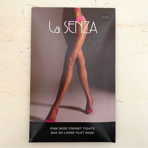 La SENZA Hot Pink Wide Fishnet Tights NWT Made in Italy